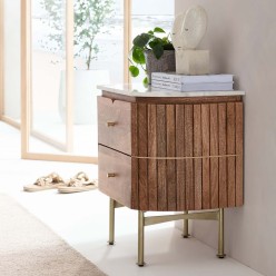 Chevet en bois rétro avec plateau en marbre - Grace - Kare Design