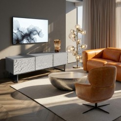Meuble TV noir trois portes chromées - Carino - Kare Design