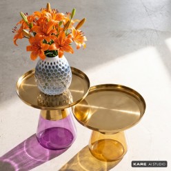 Table d'appoint en verre violet et acier doré - Bottiglia - Kare Design