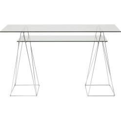 Bureau en verre Polar 135x65cm chromé Kare Design