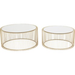 Tables basses rondes Wire laiton set de 2 Kare Design
